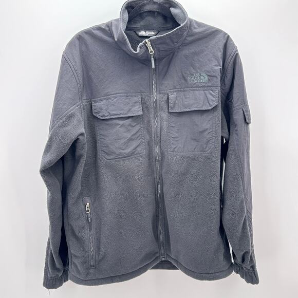 The North Face Fleece Jacket Mens Large Gray Full Zip Outdoor Hiking Softshell - Picture 2 of 9